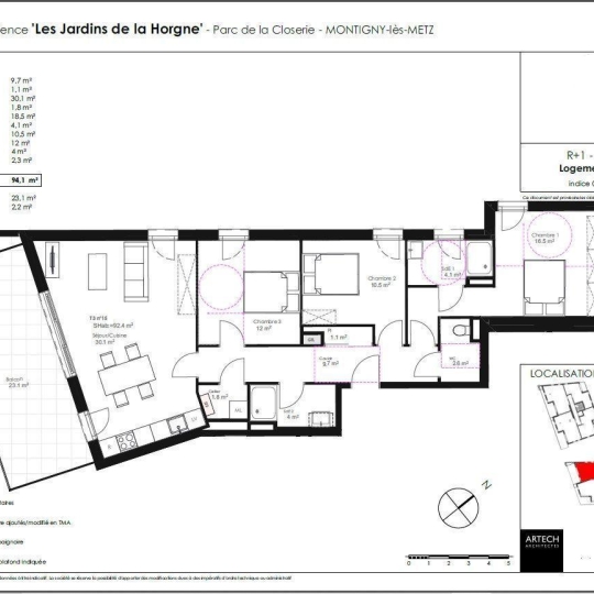  CABINET DE L'ILE : Appartement | MONTIGNY-LES-METZ (57950) | 94 m2 | 388 000 € 